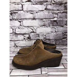 Donald J Pliner Sport Hush Brown Leather Shimmer Clogs Shoes Women Sz 7.5N US/38